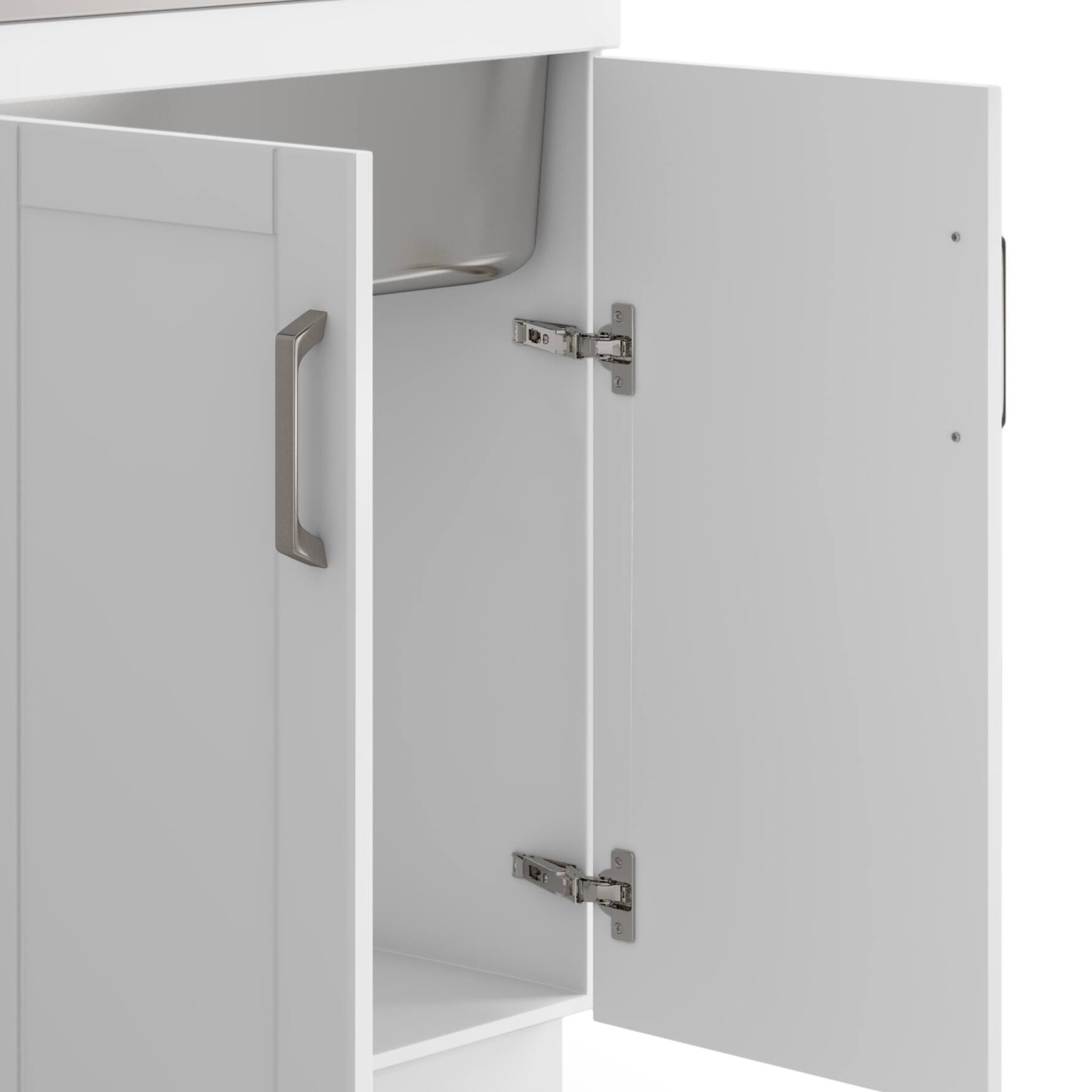 Alt View 7. Simpli Home - Kyle All-In-One 28-inch Laundry Utility Sink and Cabinet - Pure White.