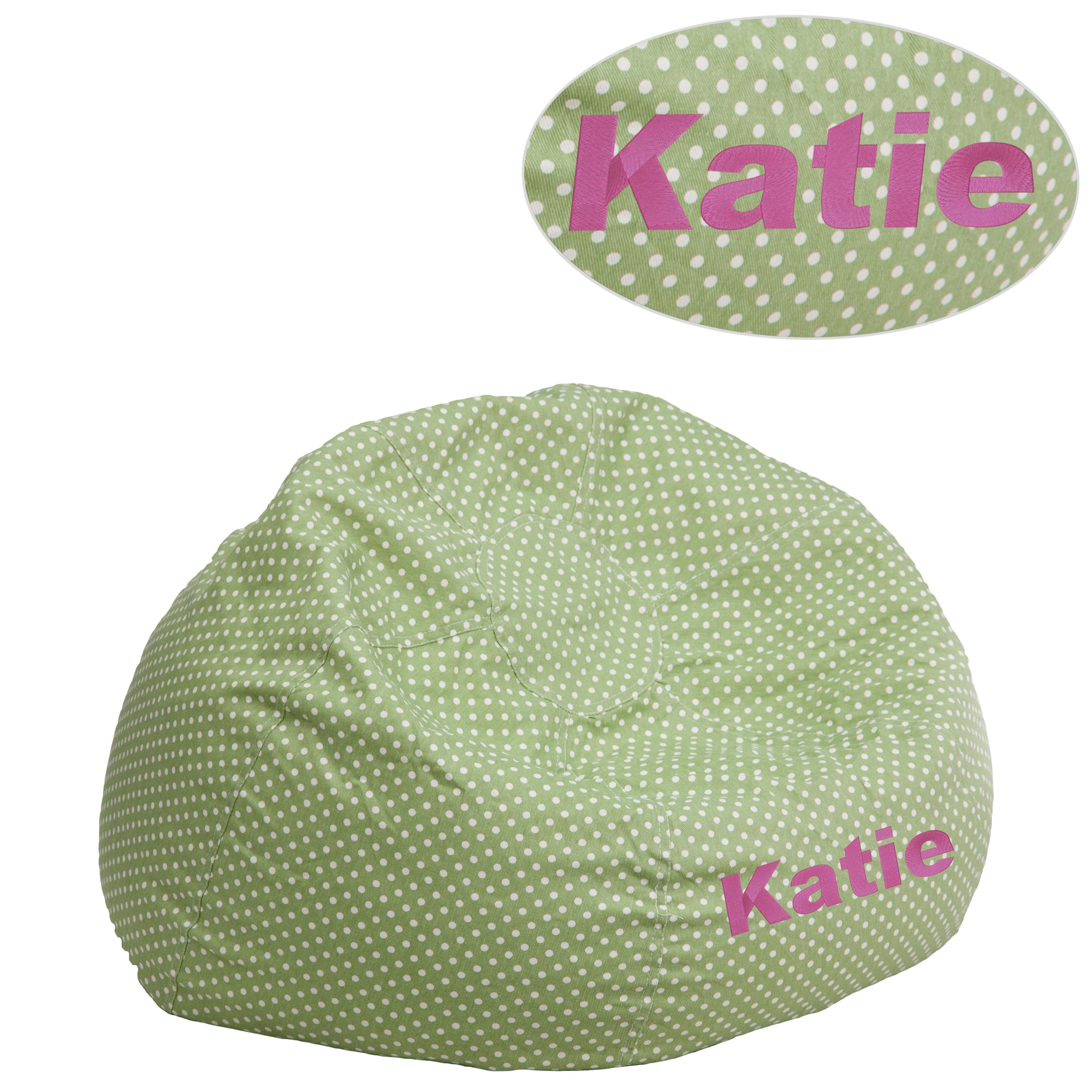 Flash Furniture - Dillon Personalized Small Dot Bean Bag Chair for Kids and Teens - Green