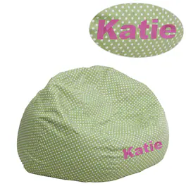 Flash Furniture - Dillon Personalized Small Dot Bean Bag Chair for Kids and Teens - Green