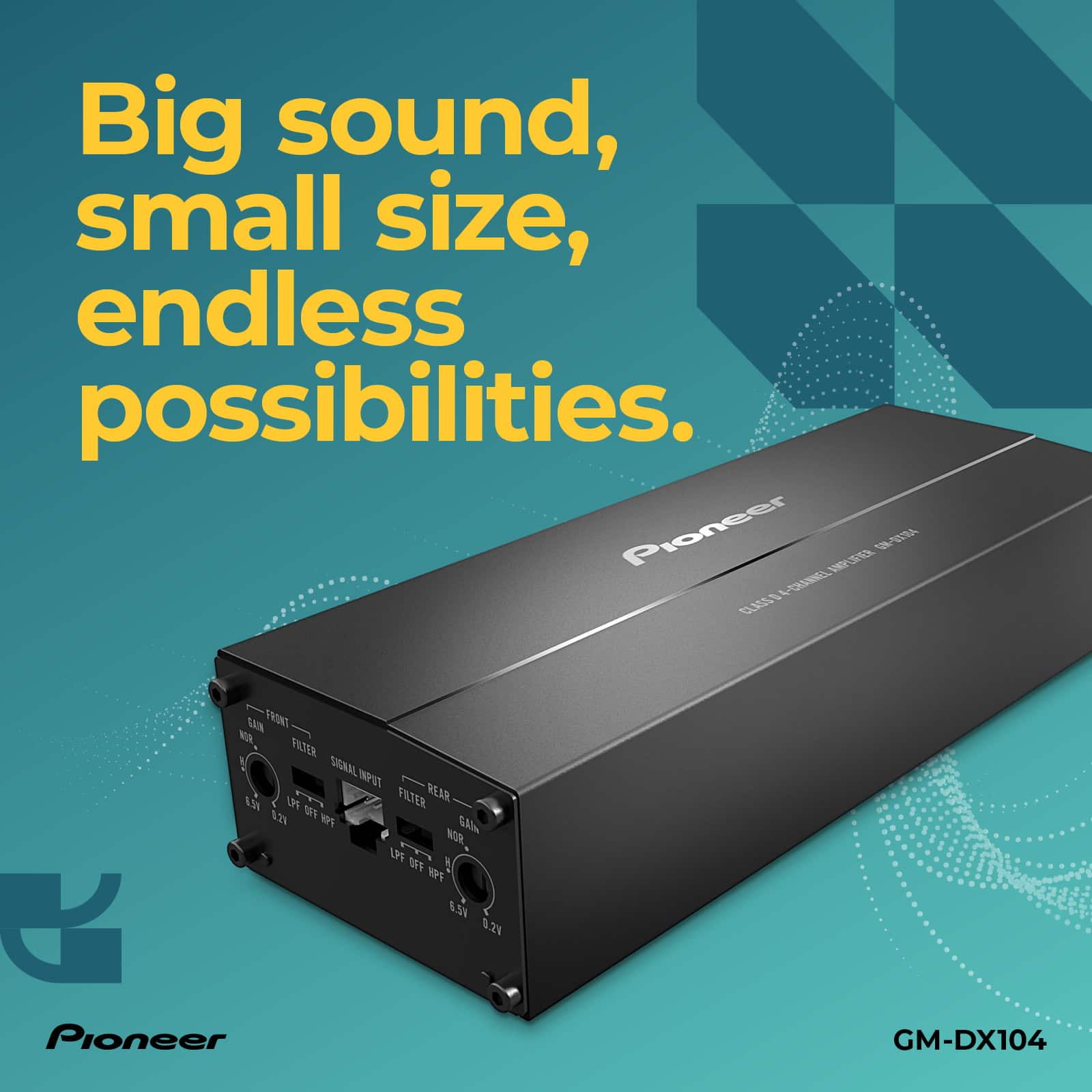 Pioneer GM DX104 4 Channel Compact Class FD Amplifier, 400W Max