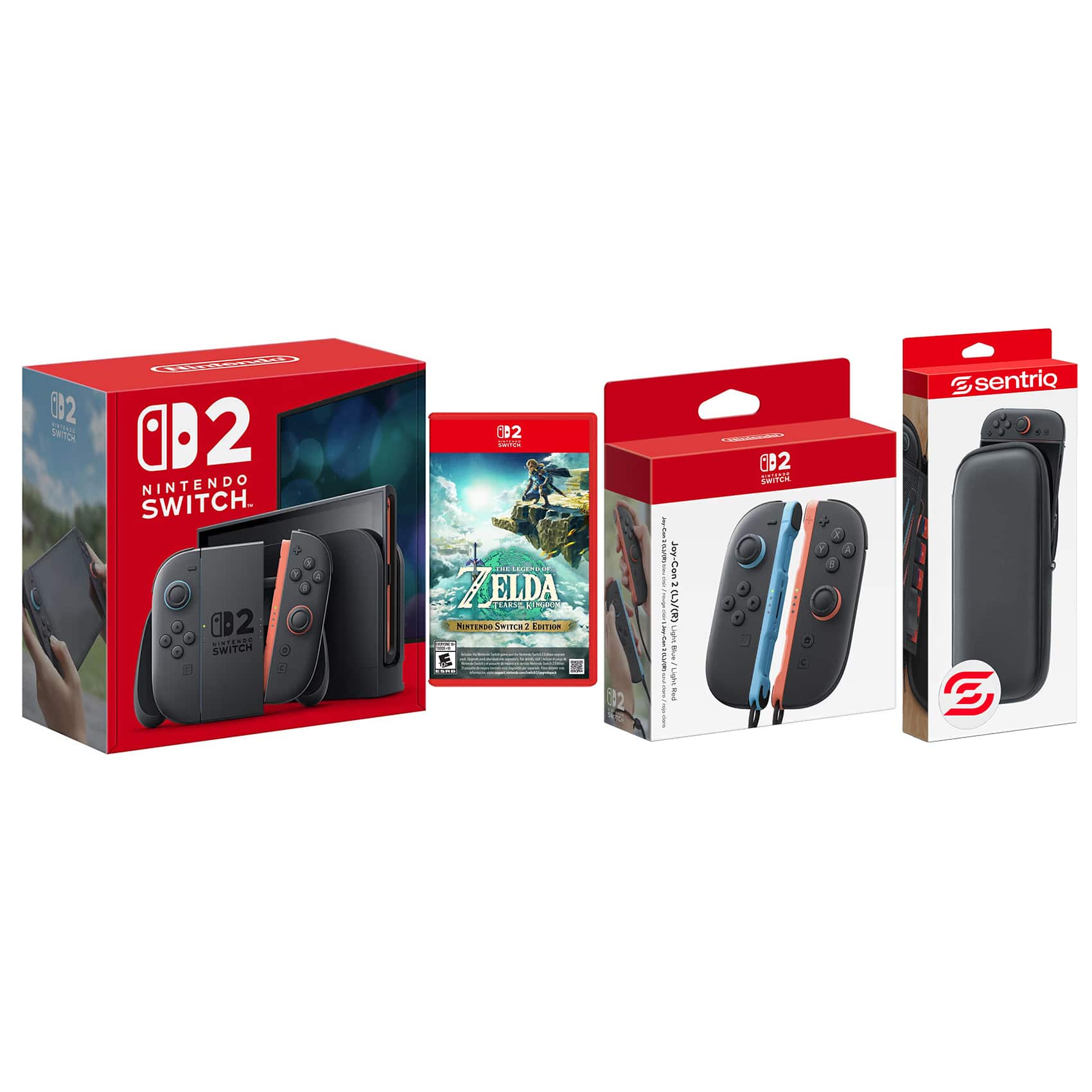 Switch 2 Console with Zelda Tears of the Kingdom, Extra Joy-Cons Bundle and Protective Case - Nintendo Switch 2