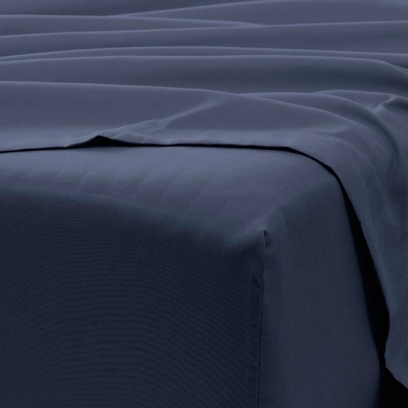 Left. Hivvago - Twin XL Navy Blue 4-Piece Soft Wrinkle Resistant Microfiber/Polyester Sheet Set - Navy Blue.