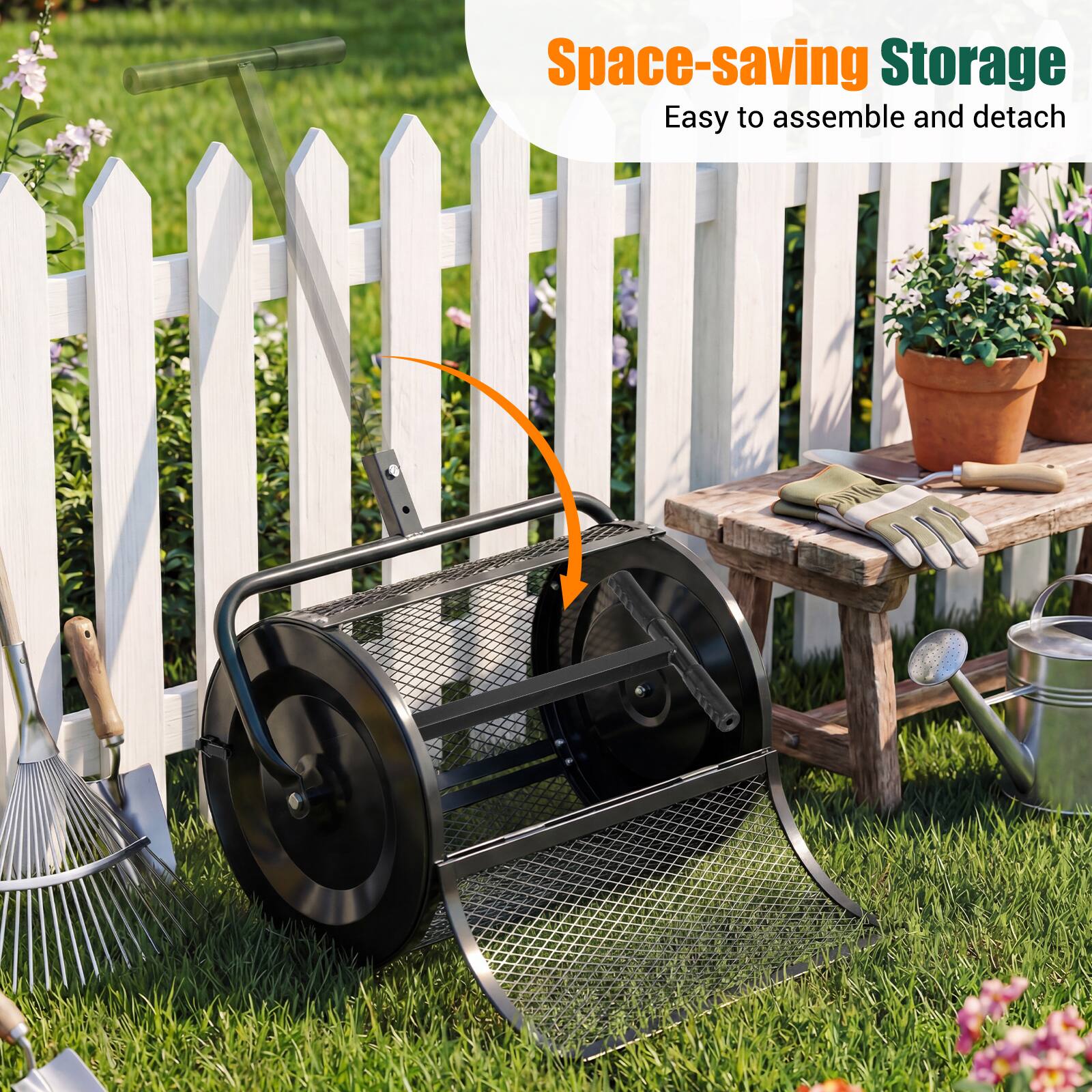 Space-saving Storage  
Easy to assemble and detach