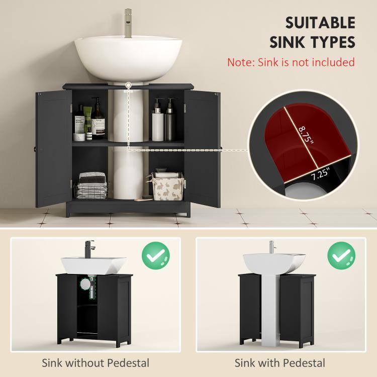 SUITABLE SINK TYPES  
Note: Sink is not included

8.75" 7.25"

Sink without Pedestal  
Sink with Pedestal