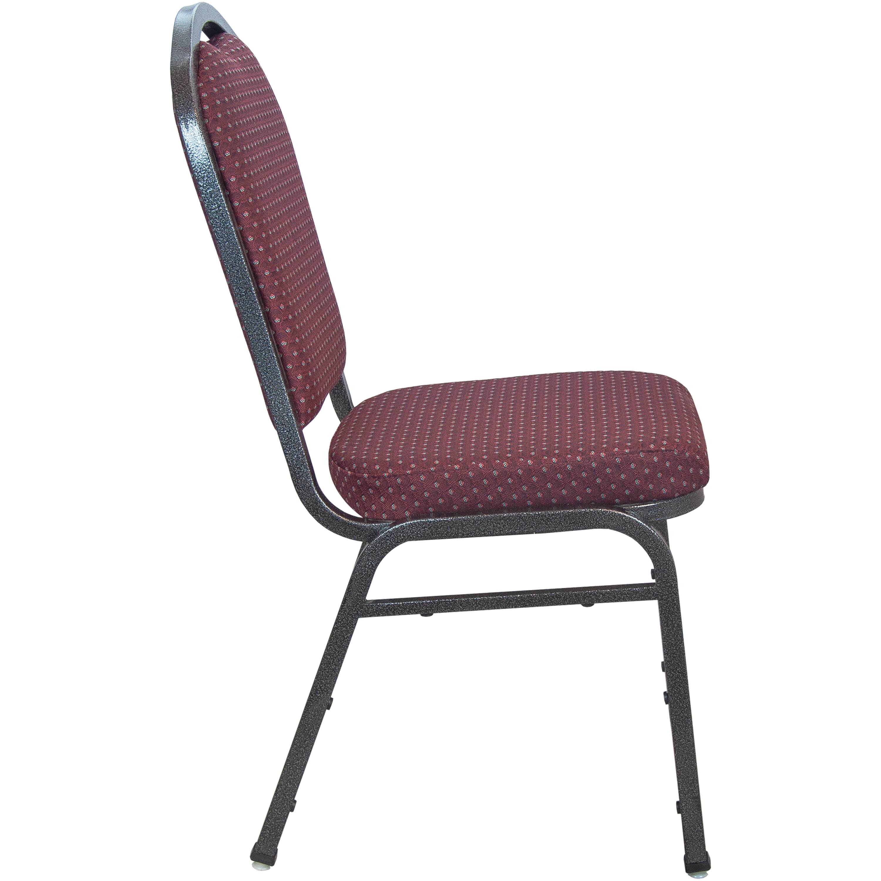 Alt View 2. Emma + Oliver - Premium Crown Back Banquet Chair - Burgundy Patterned Fabric/Silver Vein Frame.