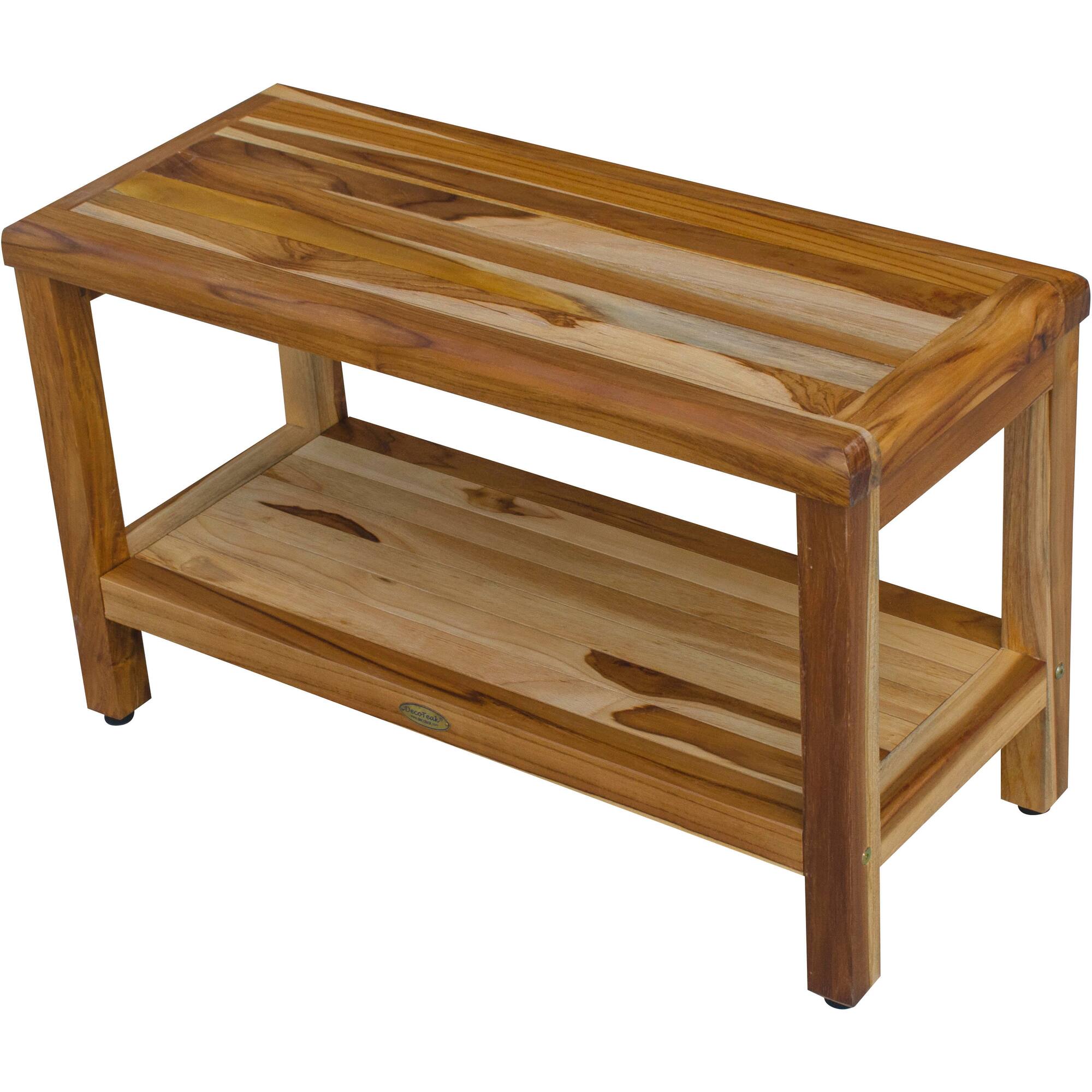 Back. EcoDecors - EcoDecors EarthyTeak Classic 29" Teak Shower Bench With shelf - EarthyTeak.