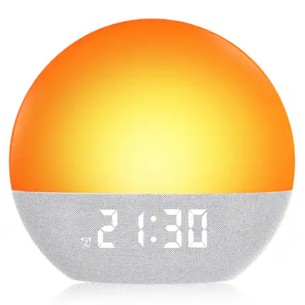 Front. Unique Bargains - Sunrise Alarm Clock White Noise Sound Machine Gentle Natural Linen 24 Soothing Sounds 17 Night Lights Dimmable - White.
