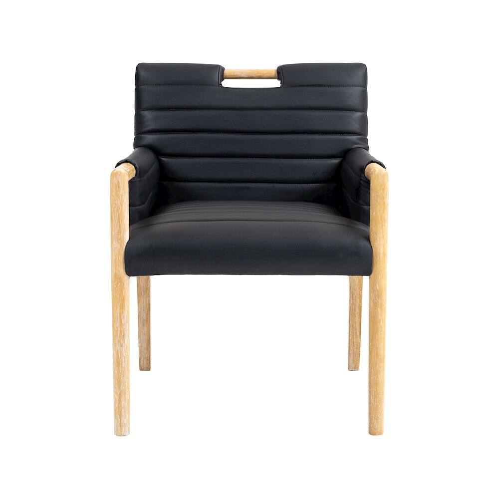 Alt View 2. Meridian Furniture - Aimee Black Vegan Leather Dining Arm Chair - Black.