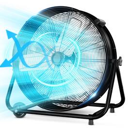 Nordic Hygge - 24 in. High-Velocity 3-Speed Industrial Drum Fan with Wheels and Adjustable Tilt in Black