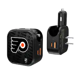 Keyscaper - Philadelphia Flyers Team Logo Dual Port USB Car & Home Charger - Multicolor