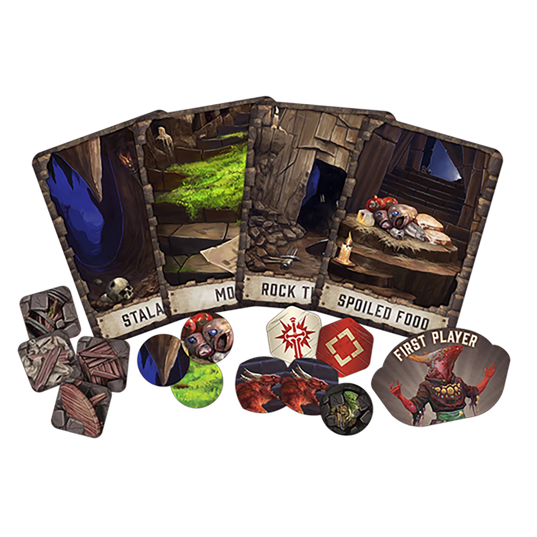 The text on the image is grouped as follows:

1. Stala
2. Mo Rock T
3. Spoiled Food
4. First Player