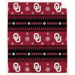 Pegasus - Oklahoma Sooners 60'' x 70'' Holiday Gift Wrap Sherpa Flannel Fleece Blanket - Multicolor