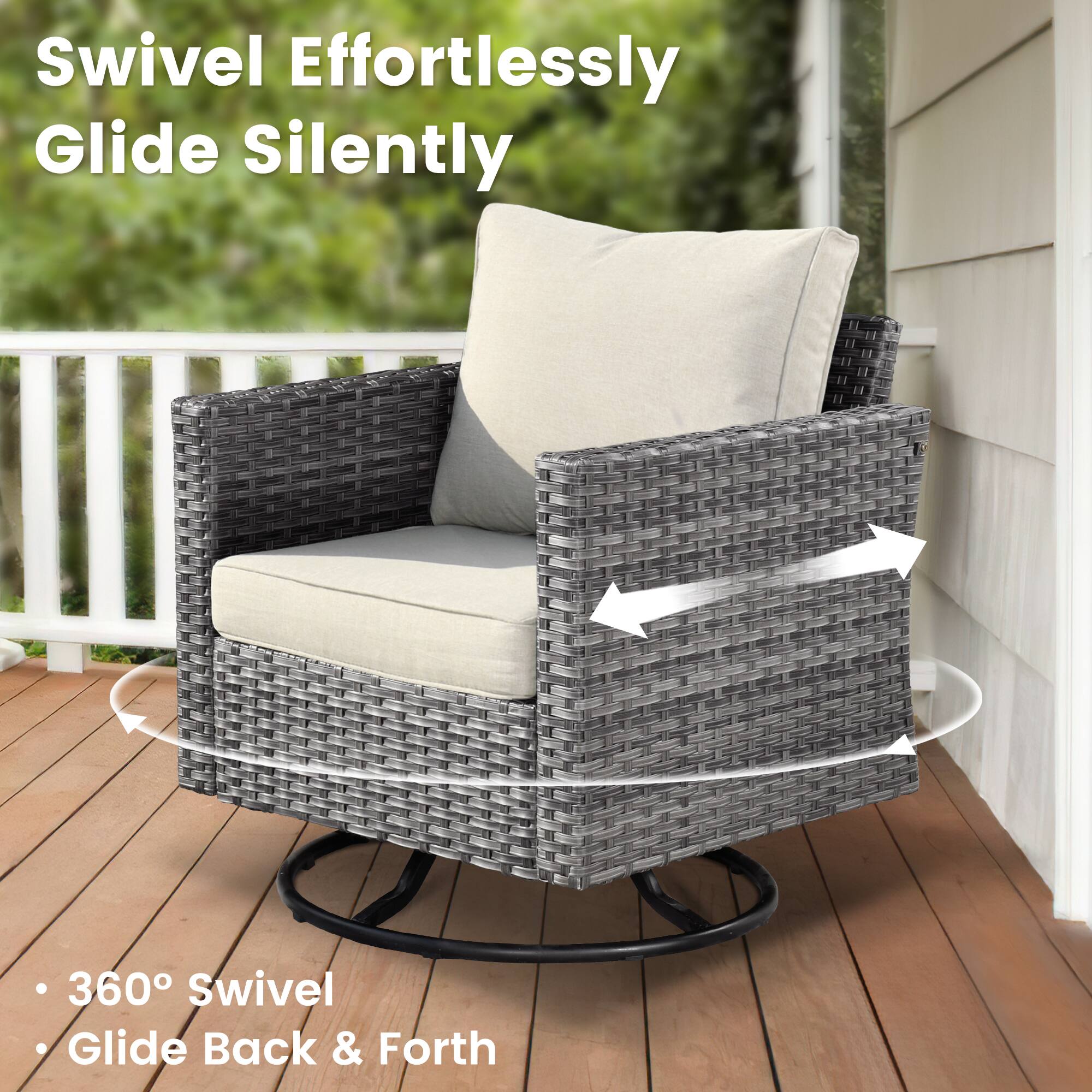 Swivel Effortlessly Glide Silently  
360° Swivel  
Glide Back & Forth