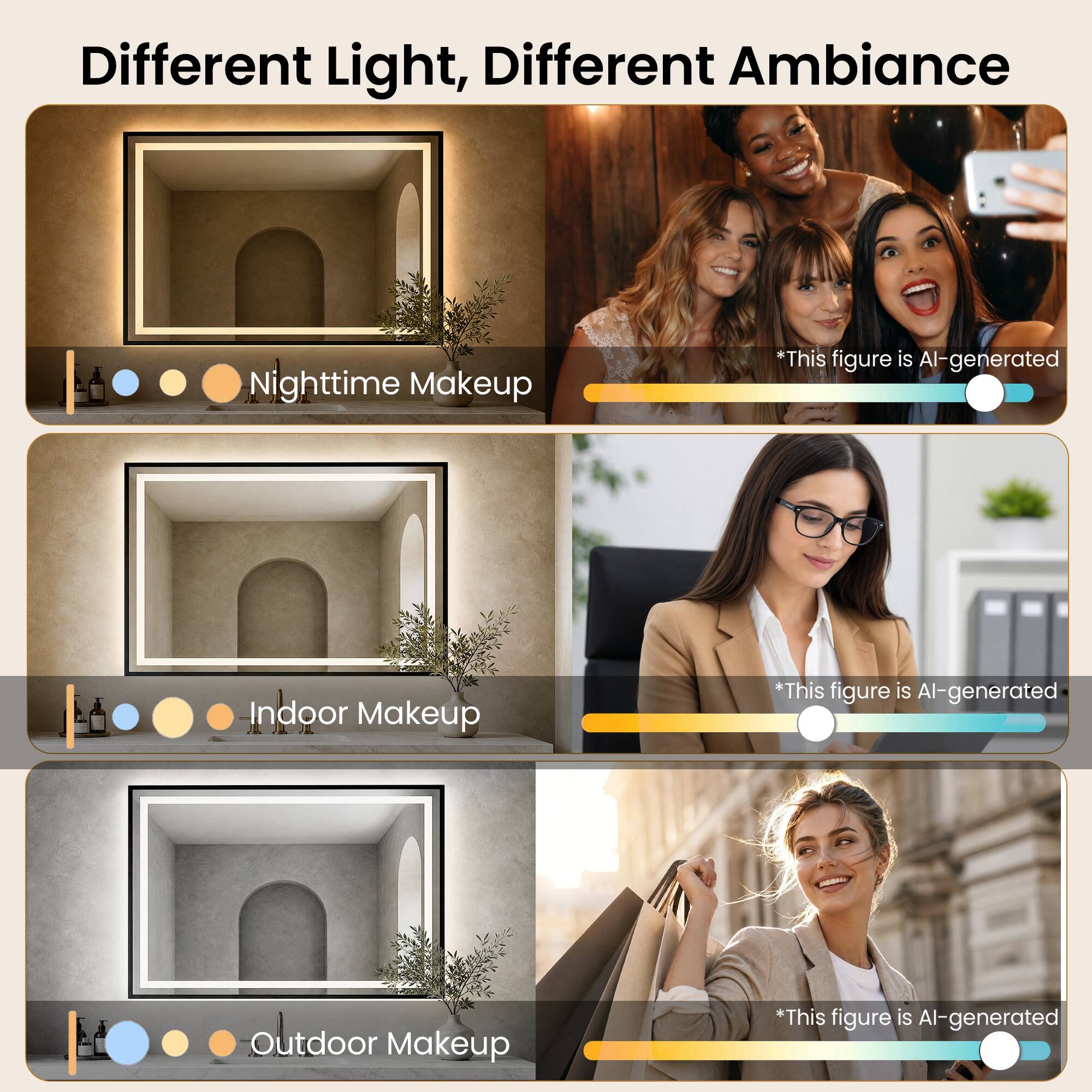 Different Light, Different Ambiance

Nighttime Makeup
*This figure is AI-generated

Indoor Makeup
*This figure is AI-generated

Outdoor Makeup
*This figure is AI-generated