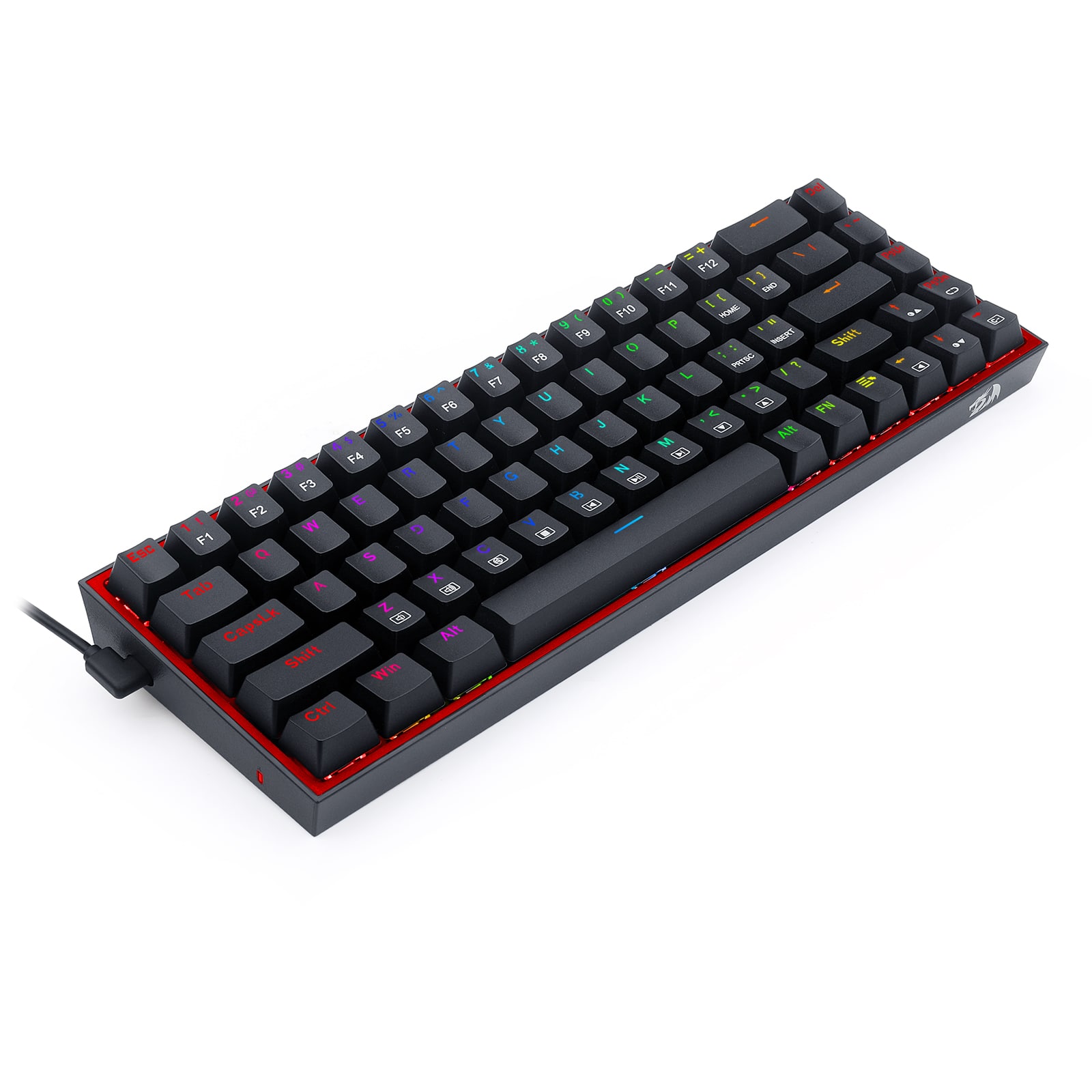 Alt View 12. REDRAGON - K631-RGB 65% Wired Mechanical Red Switch Gaming Keyboard with RGB Backlighting - Black.
