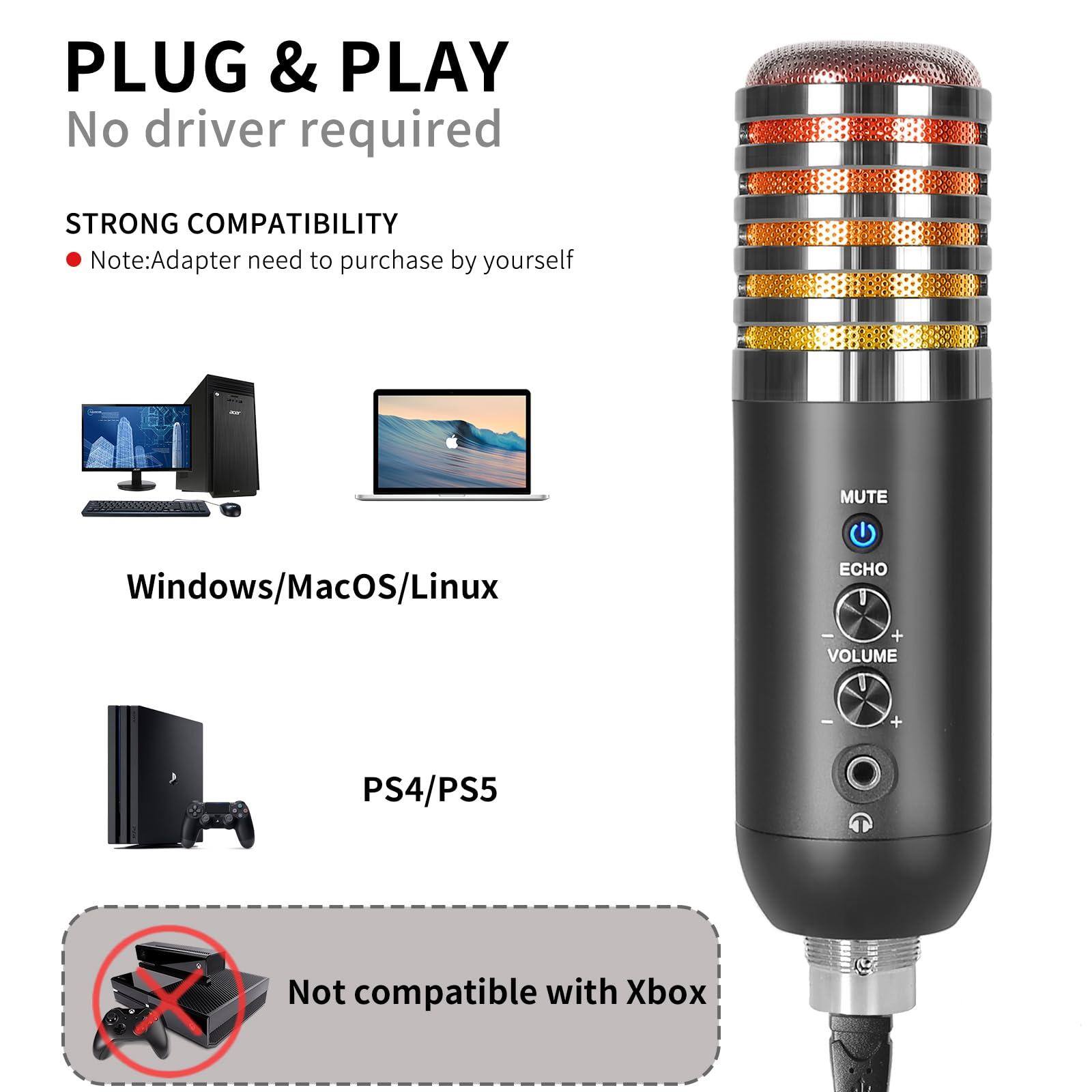 PLUG & PLAY  
No driver required  

STRONG COMPATIBILITY  
Note: Adapter need to purchase by yourself  

Windows/MacOS/Linux  
PS4/PS5  

Not compatible with Xbox