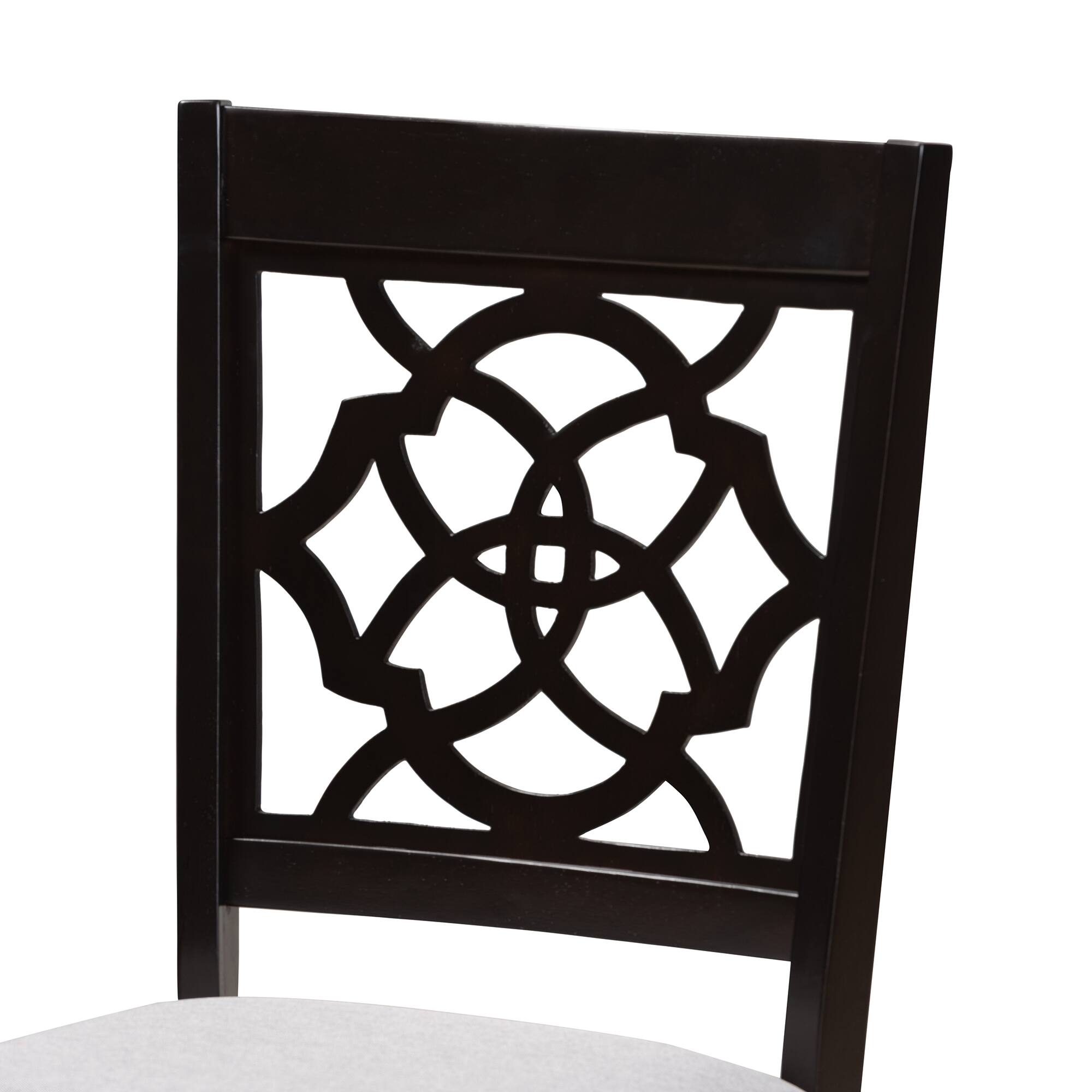 Left. Baxton Studio - Renaud Modern and Contemporary Fabric Upholstered Espresso Finished Wood Dining Chair - Gray/Espresso.