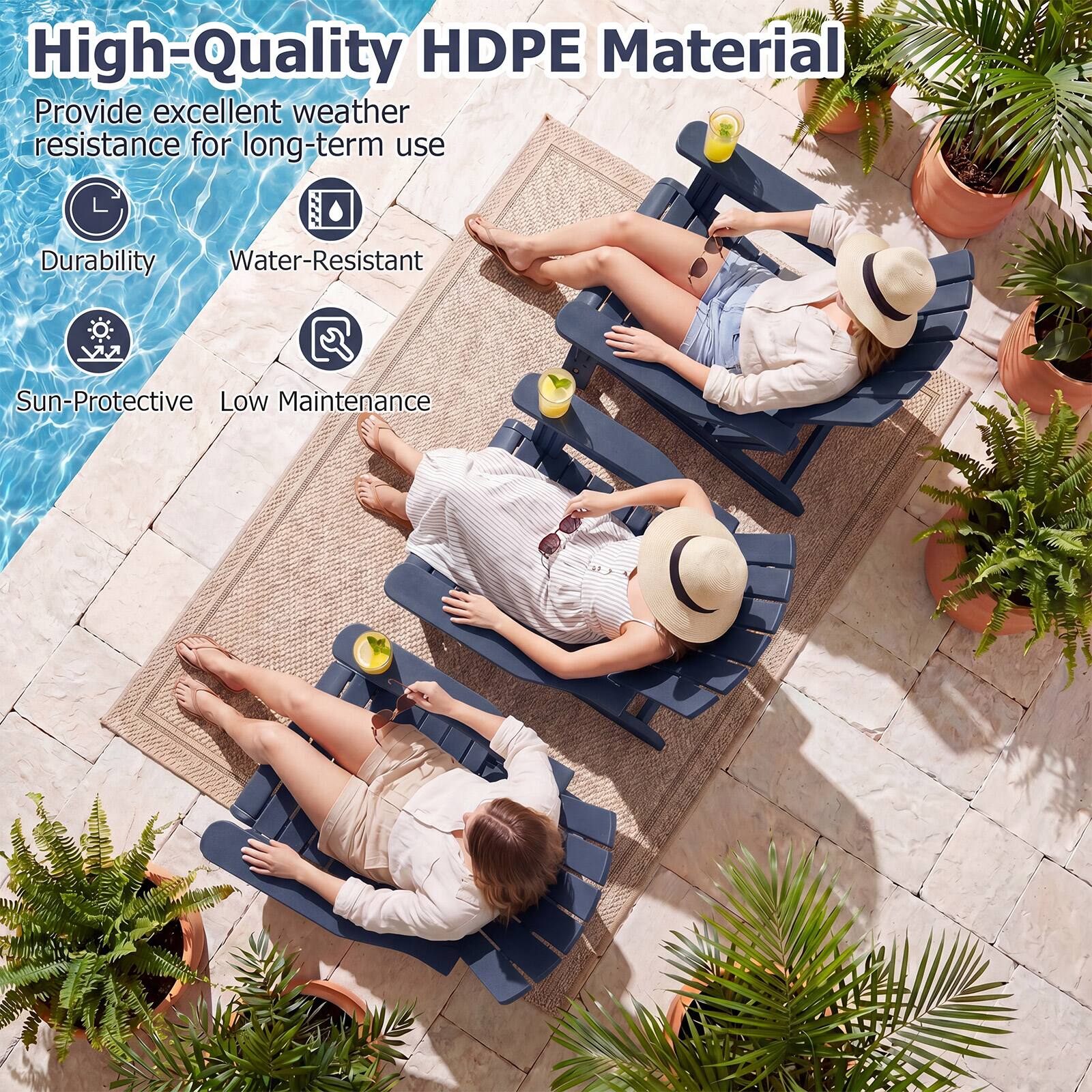 High-Quality HDPE Material  
Provide excellent weather resistance for long-term use  
Durability  
Water-Resistant  
Sun-Protective  
Low Maintenance