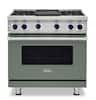 Front. Viking - VGR Freestanding 7 Series Gas 36" Range - Eucalyptus.