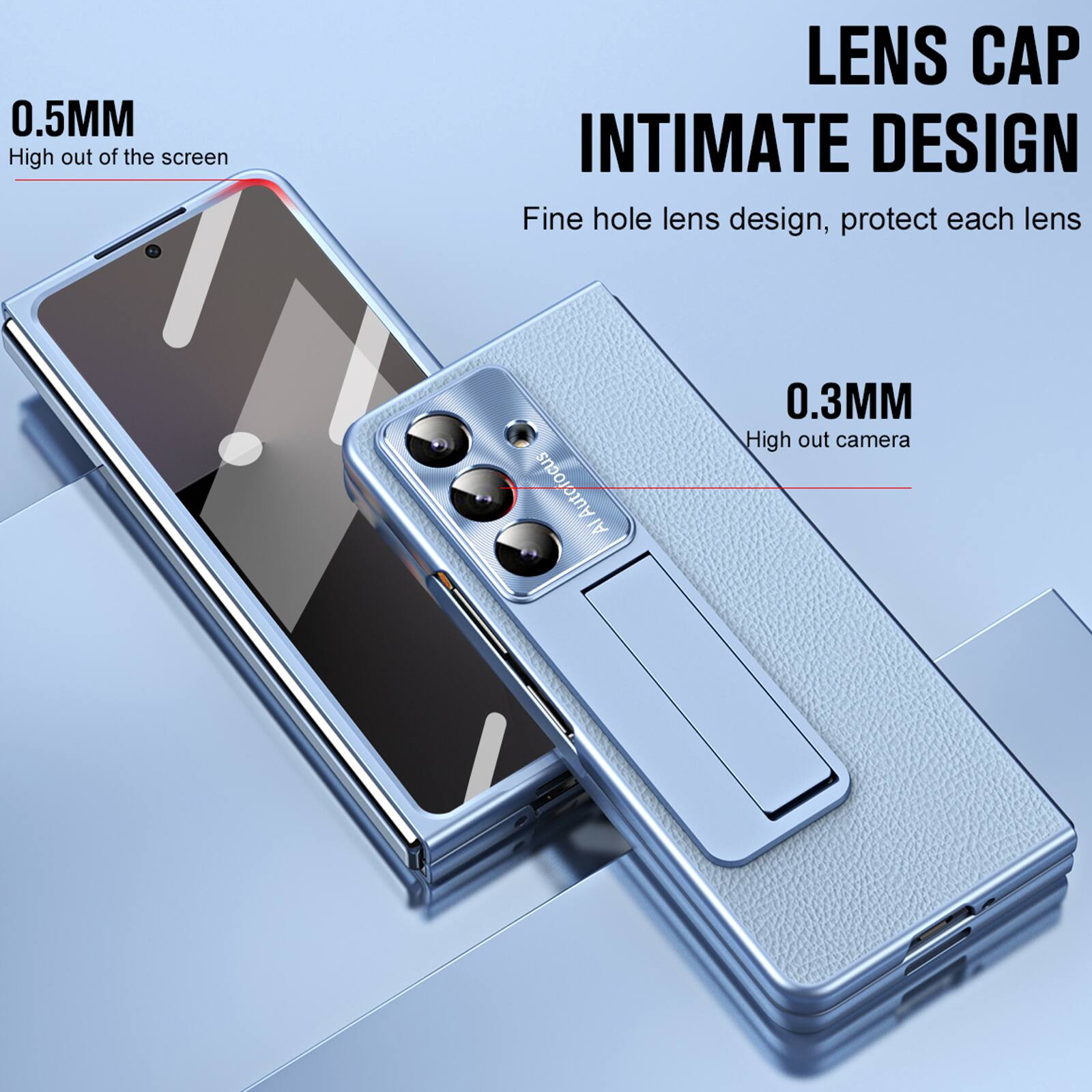 0.5MM High out of the screen

LENS CAP INTIMATE DESIGN
Fine hole lens design, protect each lens

0.3MM High out camera