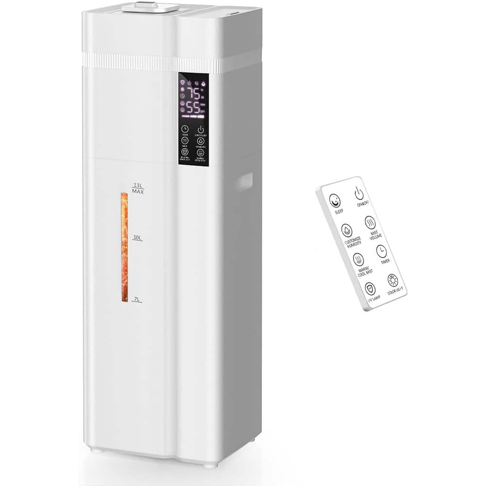 MOSZAR LLC - 13L Ultrasonic Humidifier, Warm & Cool Mist, 72H Runtime, 3 Mist Modes, White