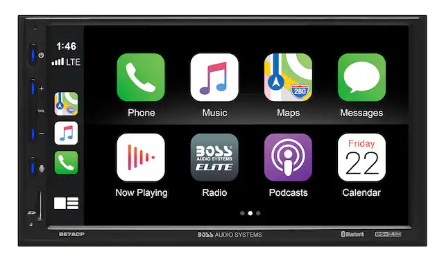 Front. BOSS Audio - BOSS Audio Systems Elite BE7ACP-C Double Din CarPlay & Android Auto with 7” LCD Car Radio with Backup Camera - Black.