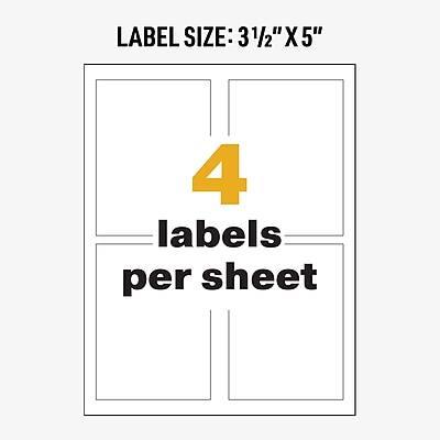 LABEL SIZE: 3 1/2" X 5"  
4 labels per sheet