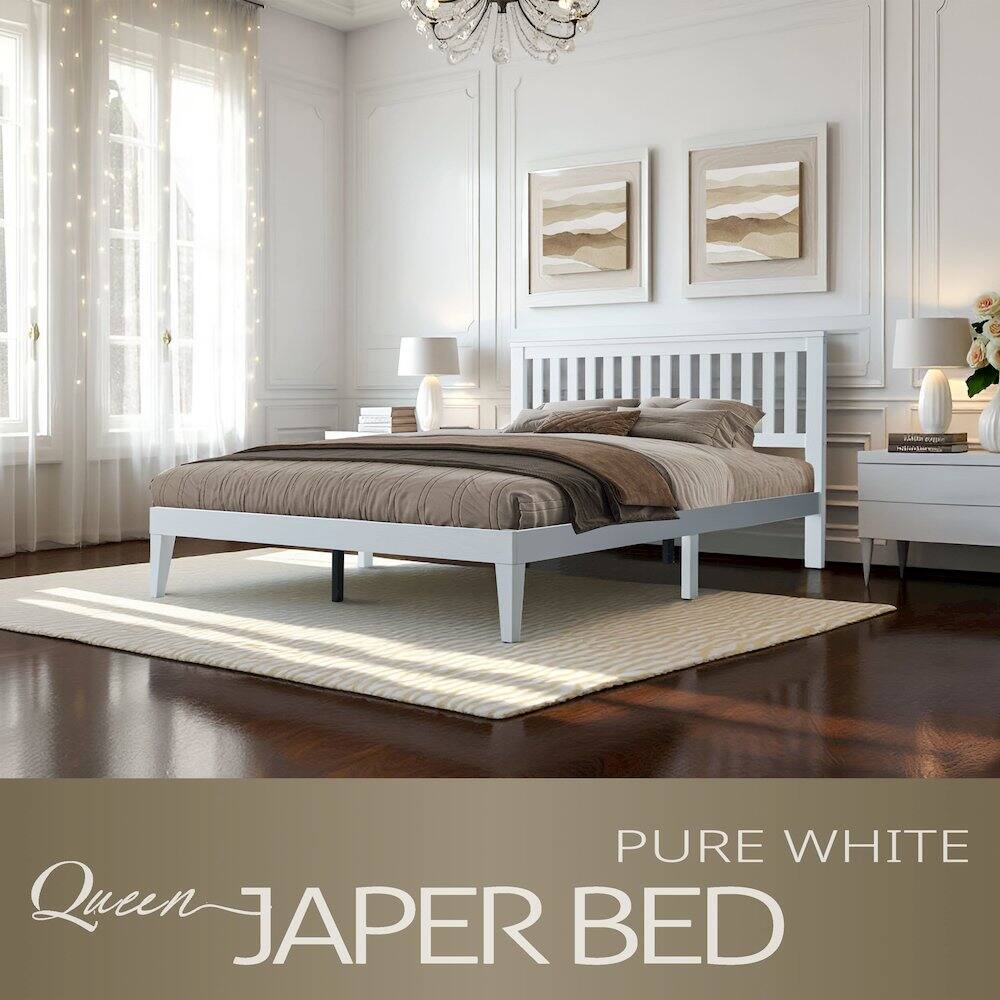 Queen JAPER BED  
PURE WHITE