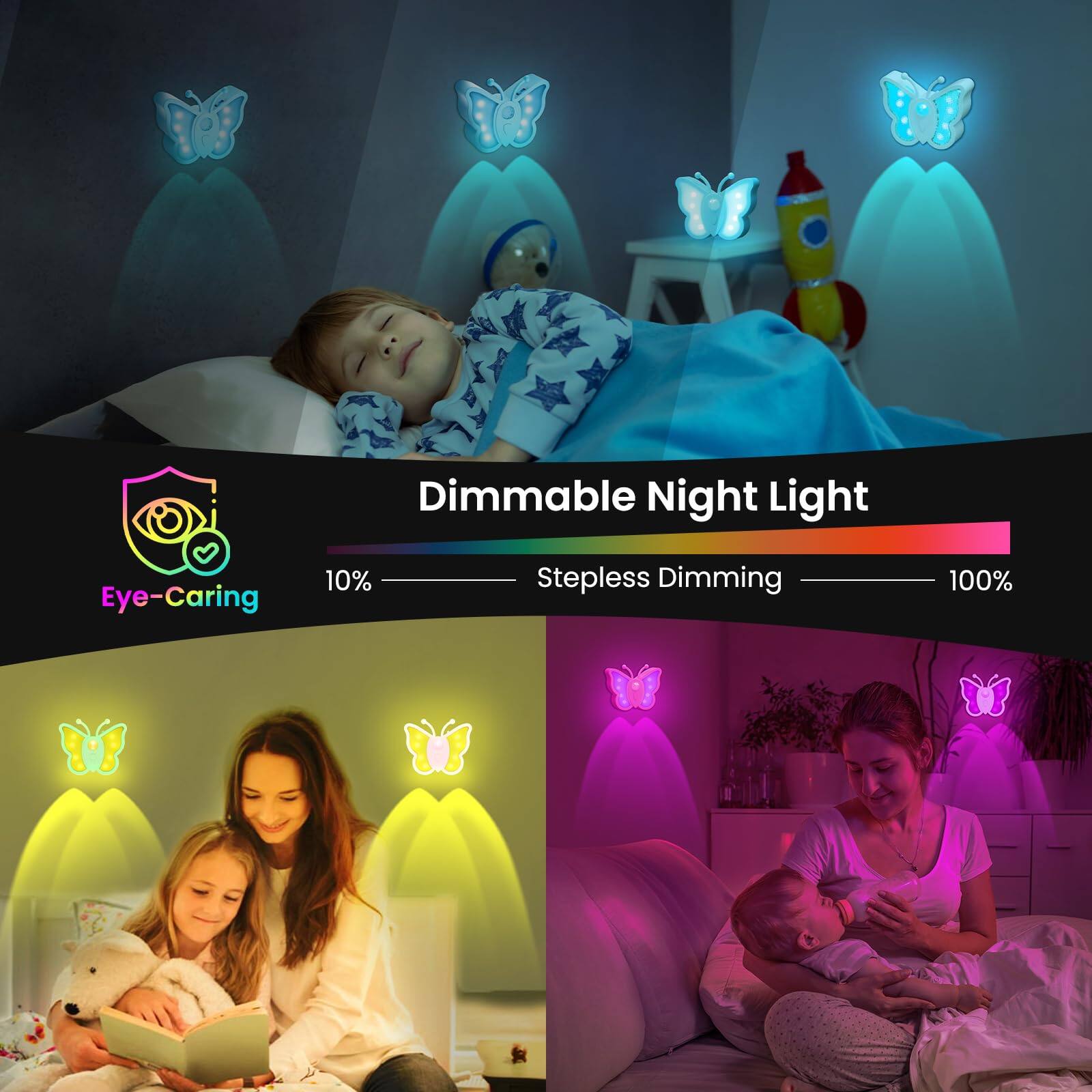 Dimmable Night Light  
Eye-Caring  
10% Stepless Dimming 100%