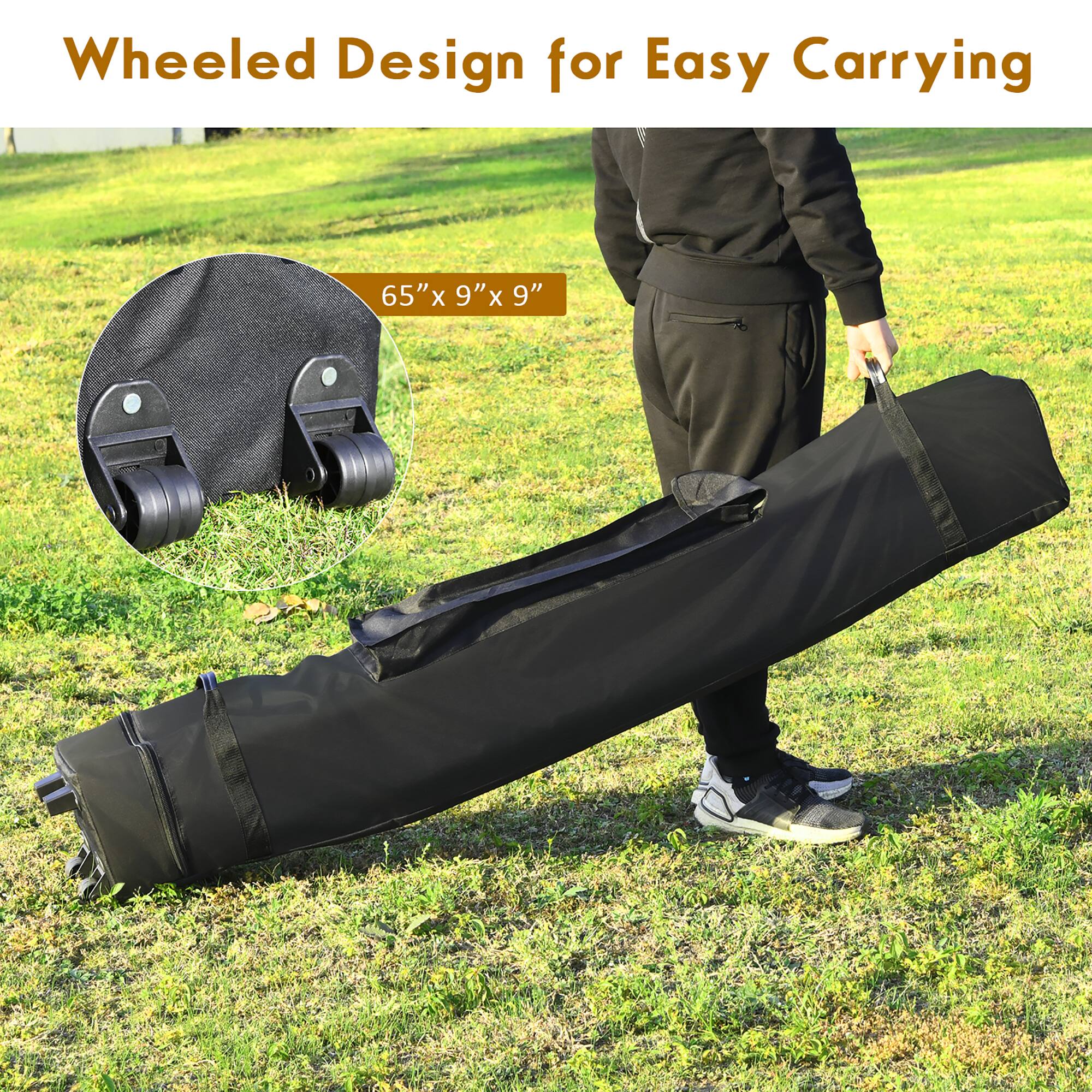 Wheeled Design for Easy Carrying

65" x 9" x 9"