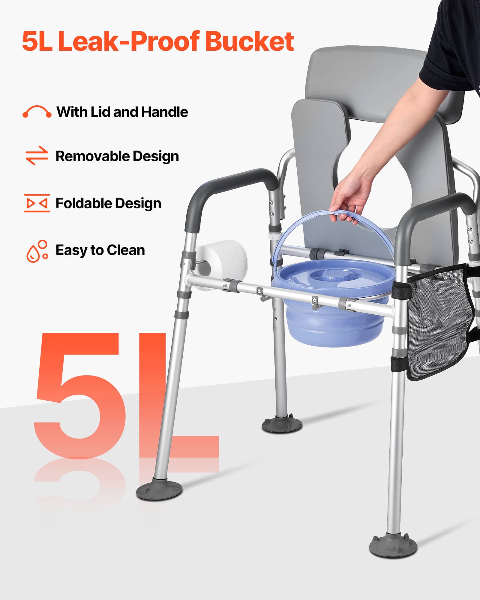 VEVOR Bedside Commode Chair, 500 lbs Capacity, 4 in 1 Portable