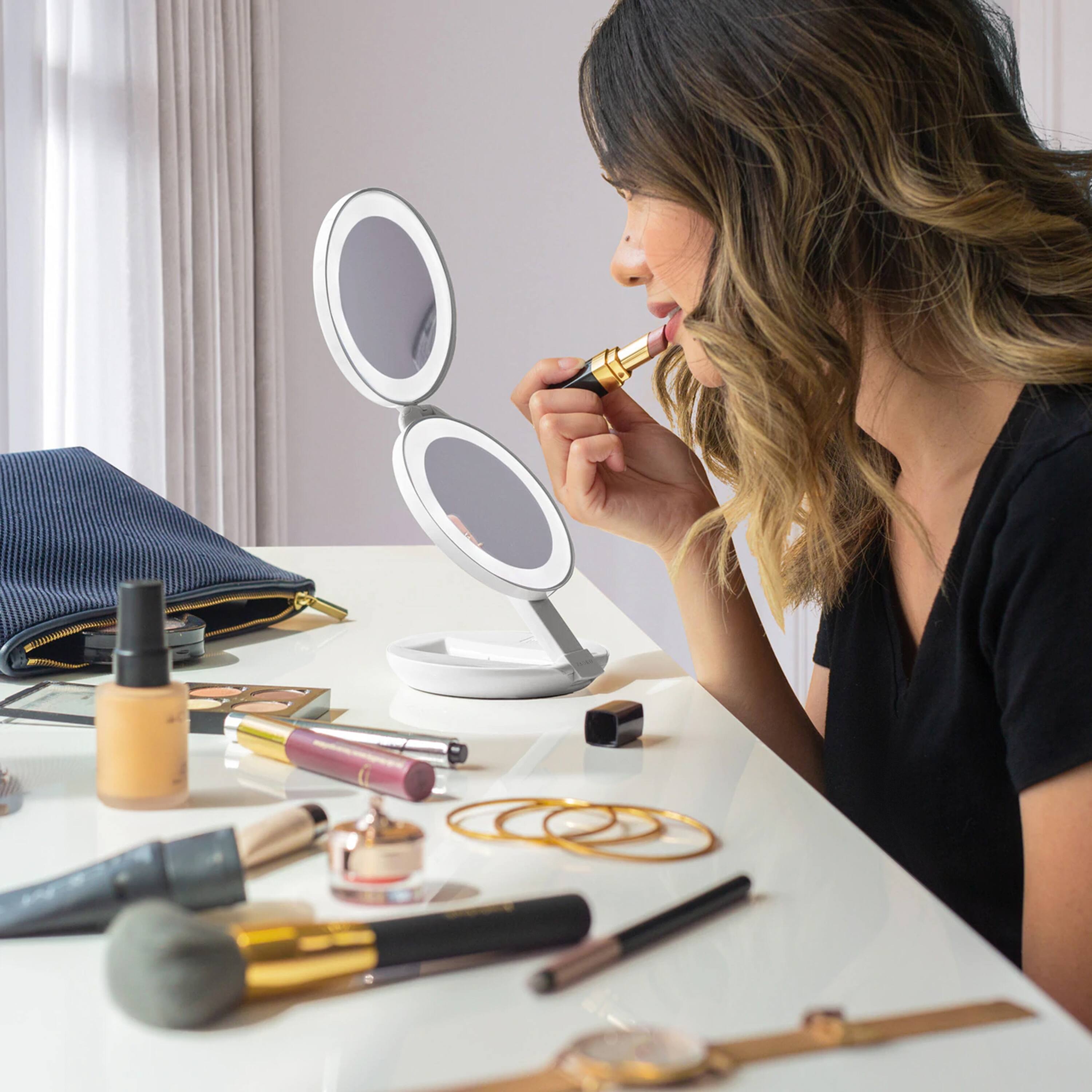 Alt View 1. Zadro - Compact Lighted Travel Mirror with 10X/1X Magnifications and LED Illumination - White.