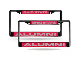 Rico Industries - Ohio State Buckeyes Alumni Black Metal Laser Cut License Plate Frame - Set of 2 Frames - Multi
