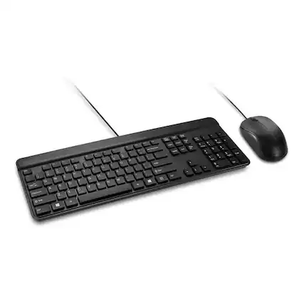 Front. Kensington - Kensington KM201 Wired Desktop Set, TAA Compliant Keyboard & Mouse Combo, Full-Size, Spill-Resistant, PC/Mac – K72483TAA - Black.