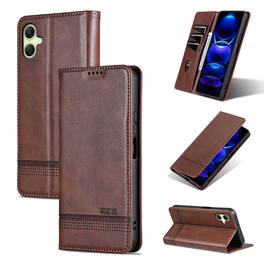 Dteck - PU Leather Flip Wallet Case for Samsung Galaxy A07,Magnetic Closure Card Slots Kickstand Cover,Shock-Absorbing TPU Cover - Brown