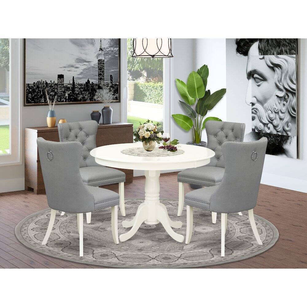 Alt View 7. East West Furniture - 5 Piece Modern Dining Table Set - White.