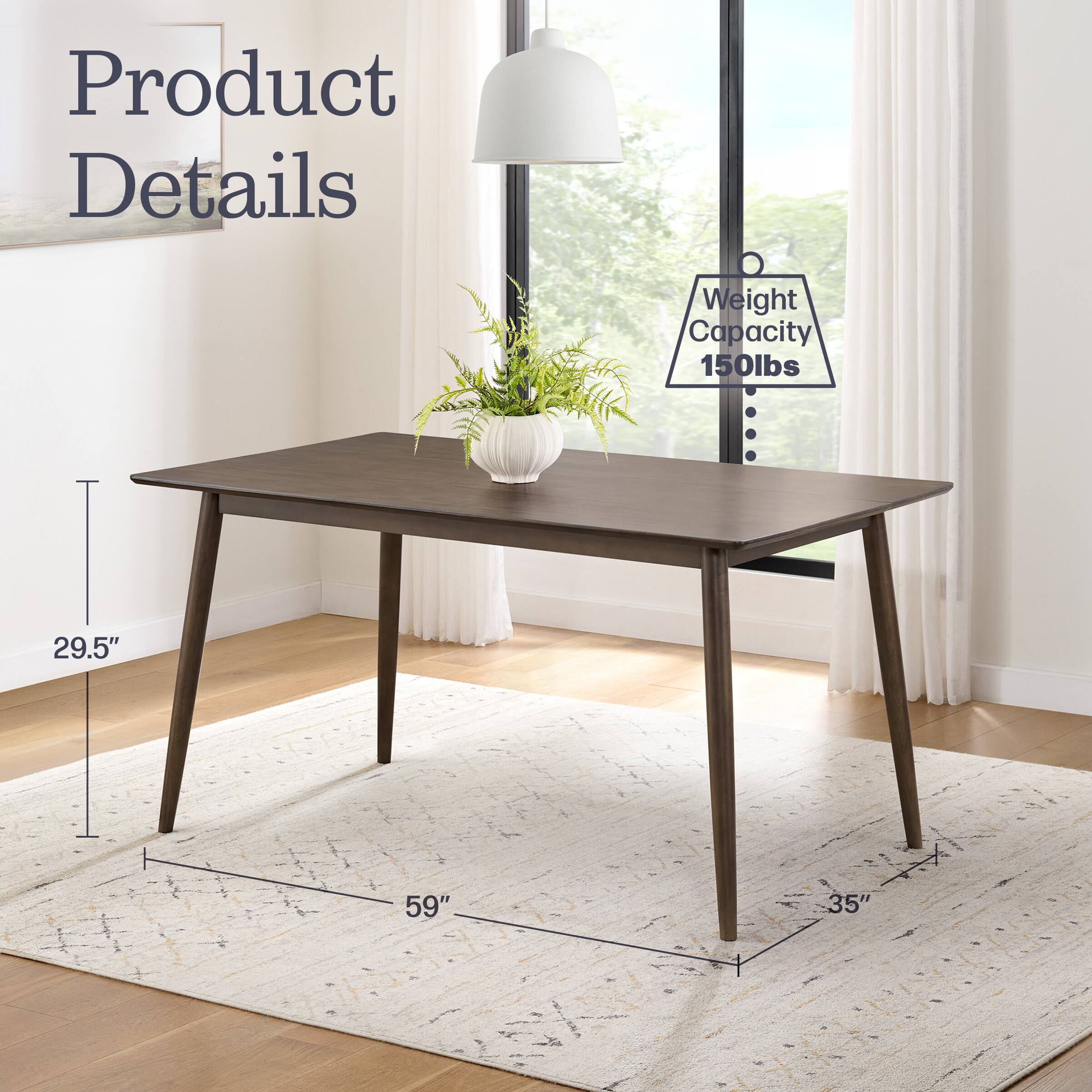 Product Details  
Weight Capacity: 150lbs  
Dimensions: 29.5" x 59" x 35"