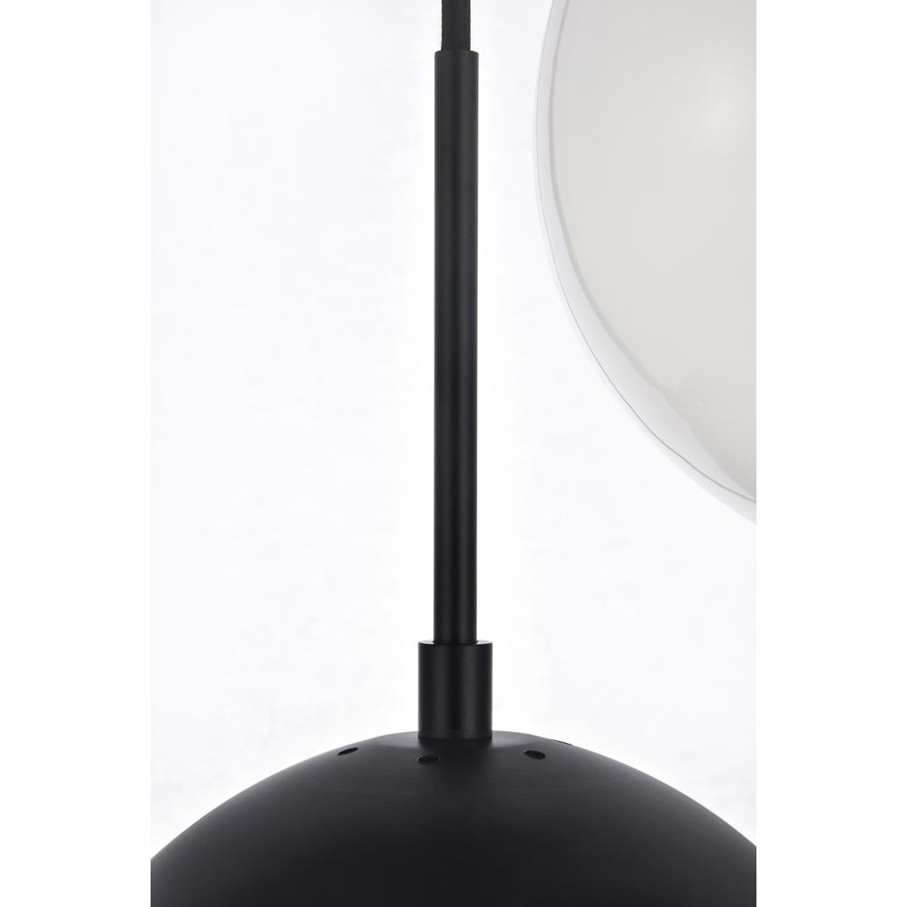 Left. Living District - Eclipse 5 Lights Black Pendant With Frosted White Glass - Black And Frosted White.