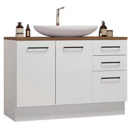 Madesa - Bathroom Cabinet with 2 Doors and 3 Drawers Storage Unit Ideal for Bathroom Organization and Decluttering – - White