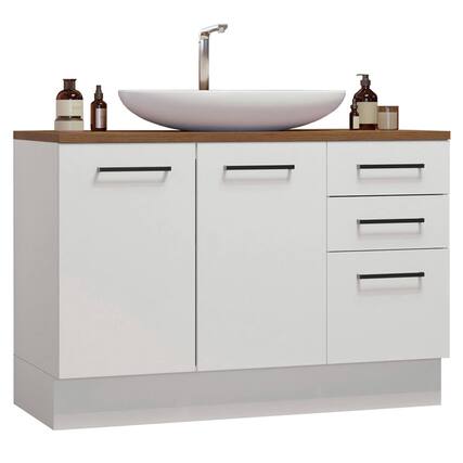 Front. Madesa - Madesa Bathroom Cabinet with 2 Doors and 3 Drawers Storage Unit Ideal for Bathroom Organization and Decluttering – White - White.