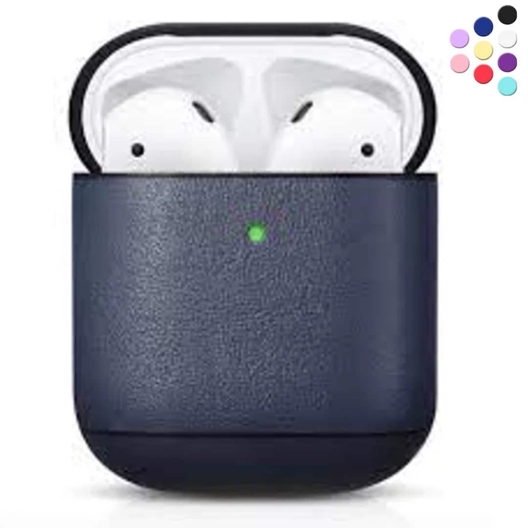 Entronix - Luxury Leather Case for AirPods 1st and 2nd Generation - Navy