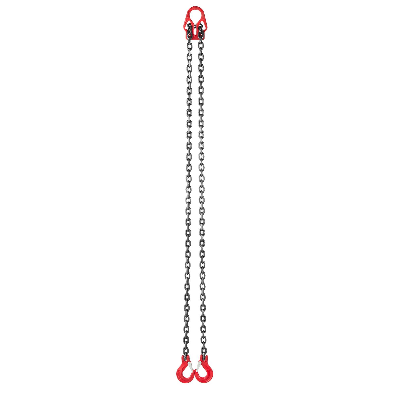 Alt View 5. VEVOR - Chain Sling, 5/16 in x 10 ft Lifting Chains with 2 Leg Grab Hooks, Heavy Duty G80 Alloy Steel Lifting Sling, 7000LBS - Red;Silver.