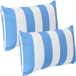 Sunnydaze - Lumbar Throw Pillow Cover - 20 in - Set of 2 - Beach-Bound Stripe