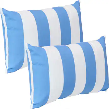 Front. Sunnydaze - Lumbar Throw Pillow Cover - 20 in - Set of 2 - Beach-Bound Stripe.