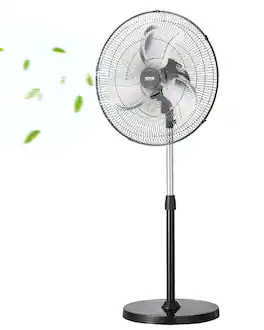 VEVOR - Industrial Pedestal Fan, 18 Inch 90-Degree Oscillating Fan, Height Adjustable Standing Fans with 3 Adjustable Speeds - Black