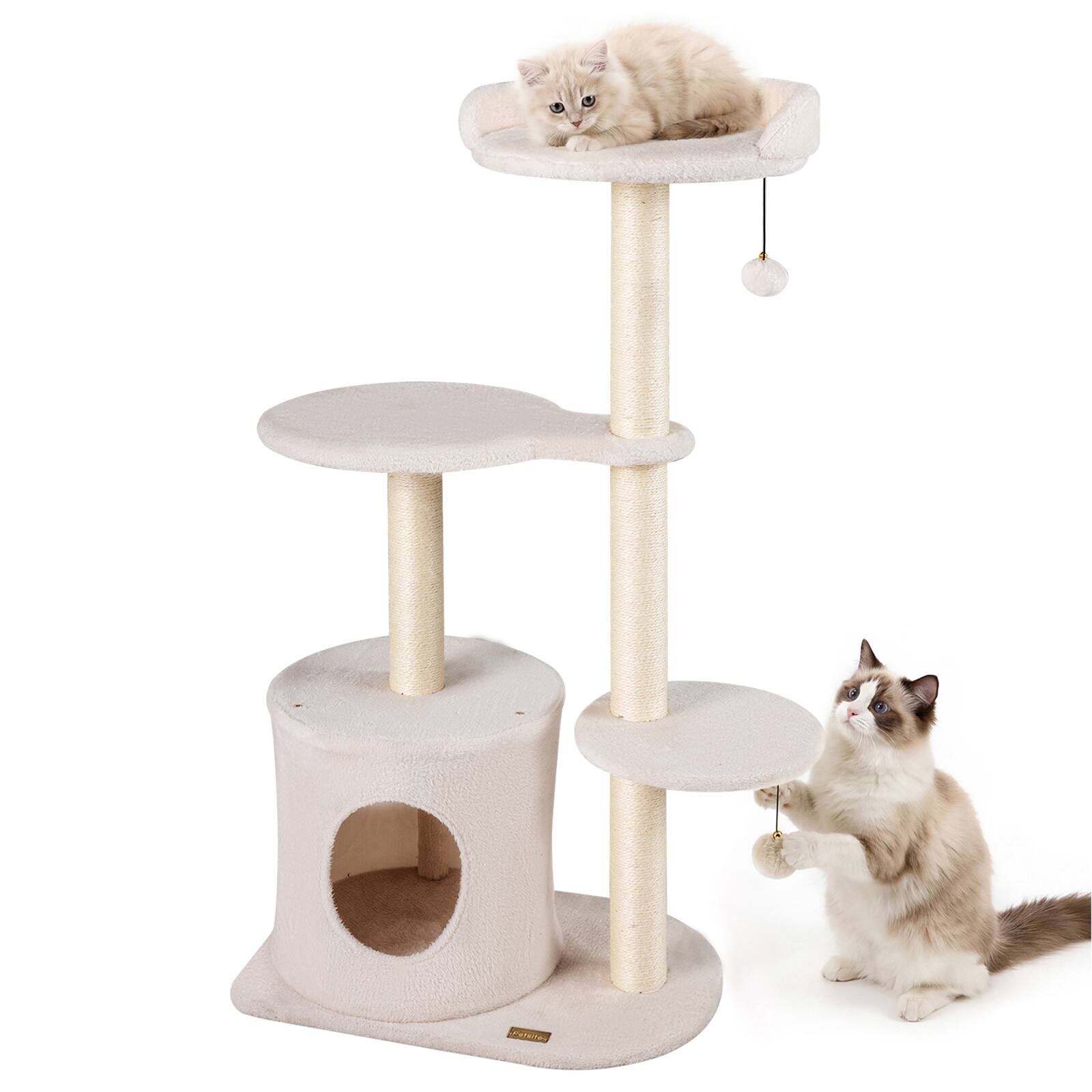 Front. Gymax - Gymax 43'' Cat Tree for Indoor Cats w/Condo Comfy Plush Perches Sisal Scratching Posts Beige.