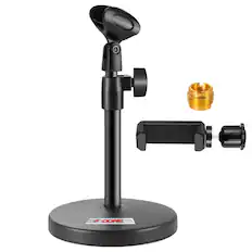Front. 5 CORE - 5 Core Mic Stand 3 in 1 Adjustable Desktop Table Microphone Stands w Phone Clamp-MS RBS BOOM - Black.