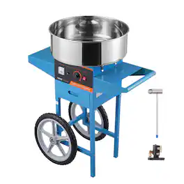 VEVOR - Electric Cotton Candy Machine with Cart, 1000W Commercial Candy Floss Maker with Stainless Steel Bowl, Sugar Scoop - Blue