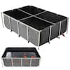 Front. VEVOR - Canvas Fish Pond, 470 Gal Above Ground Fish Pond, PVC Koi Tank with Clear Viewing Panel, Rectangular Goldfish Tank - Black.
