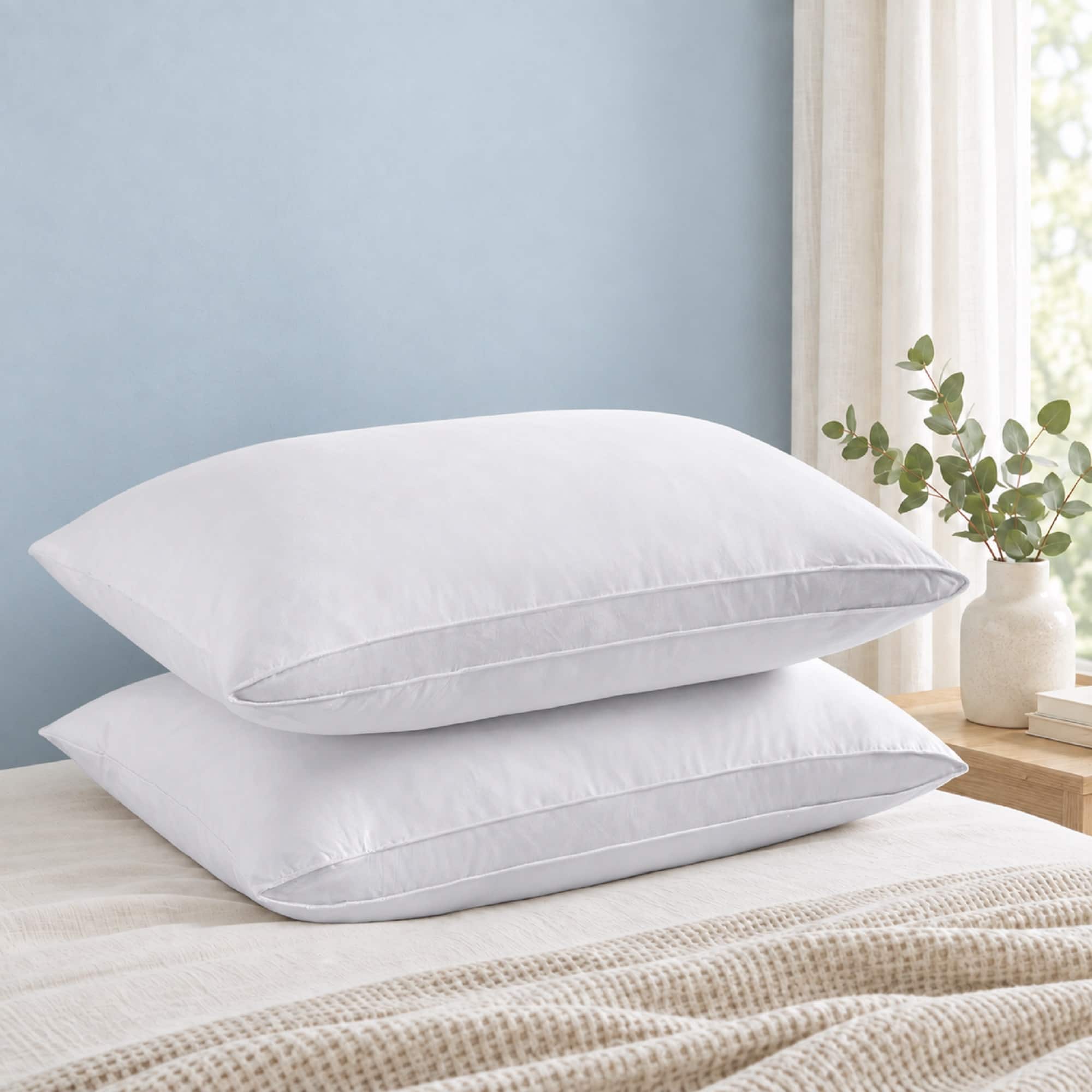 Peace Nest - Gusseted Goose Down Feather Pillows Set of 2 - White